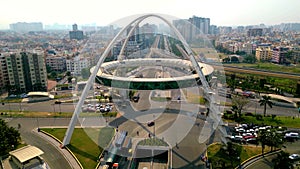 Aerial view of Biswa Bangla gate or Kolkata Gate on the main arterial road