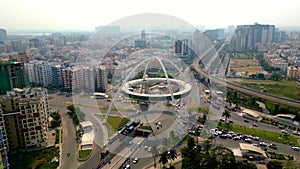 Aerial view of Biswa Bangla gate or Kolkata Gate on the main arterial road