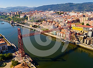 Aerial view of Bizkaia suspension Bridge