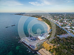 Aerial view of Black Rock pier, and shipwreck of HMVS cerberus a