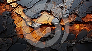 Aerial View Black Rock Striation with Lava Veins Vibrant Raking Contemporary Background