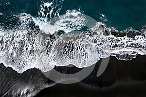 Aerial view of Black sand beach