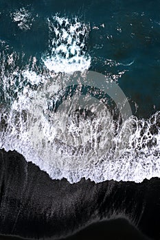 Aerial view of Black sand beach