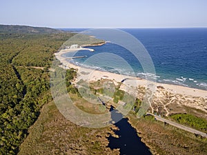 Aerial view of Black sea coast near Perla beach, Bulgaria