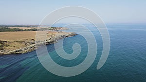 Aerial view of Black Sea coastline near village of Varvara, Bulgaria