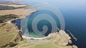 Aerial view of Black Sea coastline near village of Varvara, Bulgaria