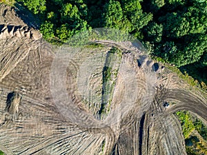 Aerial view of Blackhill Quarry aggregate quarrying site run by Mone Bros.