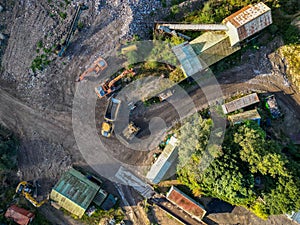 Aerial view of Blackhill Quarry, West Yorkshire, an aggregate quarrying site