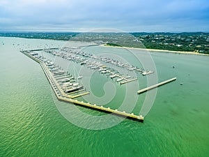 Aerial view of Blairgowrie Marina, Melbourne Australia. Toned image.