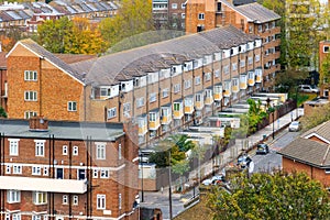 Aerial view of block of maisonette in south east London photo