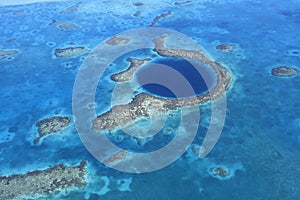 Aerial view of Blue Hole, Belize