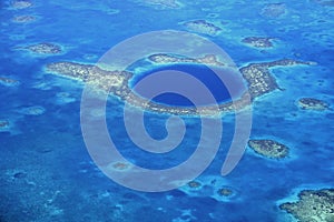 Aerial view of Blue Hole, Belize