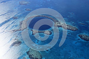 Aerial view of Blue Hole, Belize