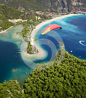 Aerial view of Blue Lagoon in Oludeniz, Turkey