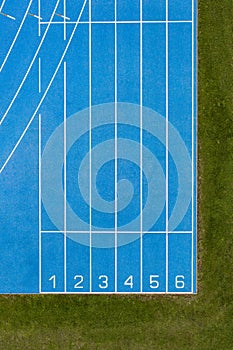 Blue Running Track Aerial View