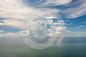 Aerial view of Blue sky with clouds over sea.