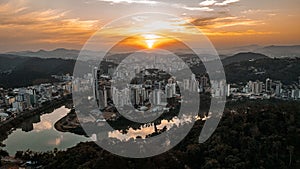 Aerial View Of Blumenau City With Drone