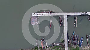 Aerial view of boat docks along Limboto lake, Gorontalo province, Indonesia