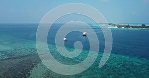 Aerial view of a boat near Huraa, North Male Atoll, Maldives, Indian Ocean