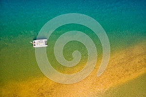 Aerial view of boat in ocean