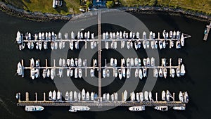 Aerial view of boats sailed at the harbor