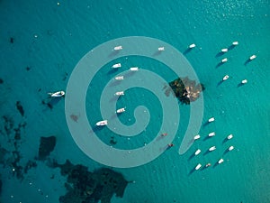 Aerial view of boats in a splendid cove