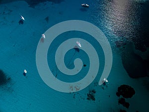 Aerial view of boats in a splendid cove