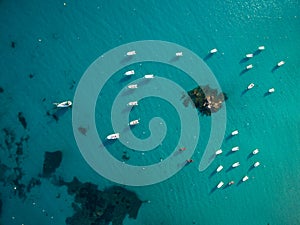 Aerial view of boats in a splendid cove photo