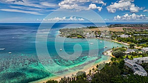 Aerial View of Boats in the Water at a Beach in Mauritius