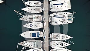 Aerial view of boats and yachts.