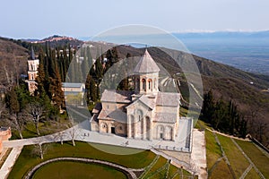 Aerial view of the Bodbe Monastery of St. Nino. Georgia