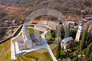 Aerial view of the Bodbe Monastery of St. Nino. Georgia photo
