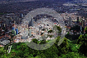 Aerial view of Bogota, seen from Montserrate hill, one of the landmarks of Bogota