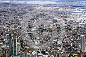 Aerial view of Bogota, seen from Montserrate hill, one of the landmarks of Bogota