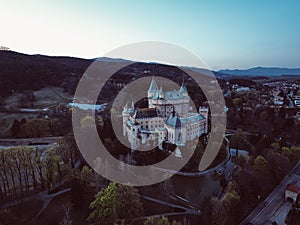 Aerial view of Bojnice castle in Slovakia