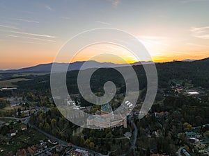 Aerial view of Bojnice castle in Slovakia