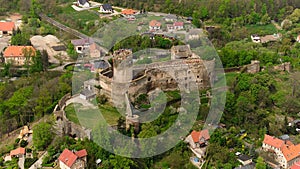 Aerial view of Bolkow Castle, Dolnoslaskie, Poland