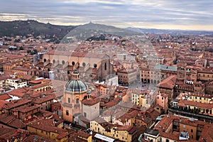 Aerial View of Bologna from Asinelli Tower, Bologna, Emilia-Romagna, Italy