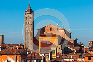 Aerial view of Bologna Cathedral in Bologna, Italy