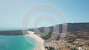 Aerial view of Bolonia beach. Duna de Bolonia, considered a natural monument CADIZ, SPAIN