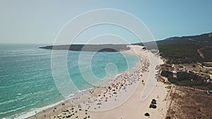 Aerial view of Bolonia beach. Duna de Bolonia, considered a natural monument CADIZ, SPAIN