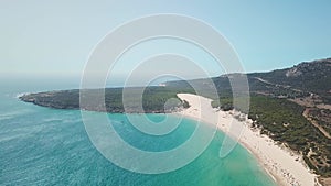 Aerial view of Bolonia beach. Duna de Bolonia, considered a natural monument CADIZ, SPAIN