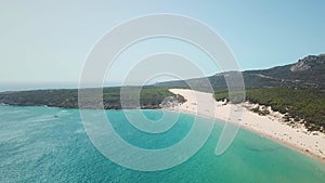 Aerial view of Bolonia beach. Duna de Bolonia, considered a natural monument CADIZ, SPAIN