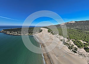 Aerial view of the Bolonia dune on the beach of the same name