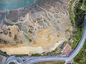 Aerial view of Bonhome beach in estuary of Villaviciosa photo