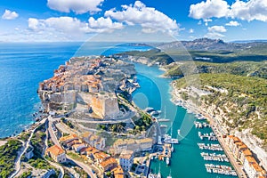 Aerial view of Bonifacio town in Corsica