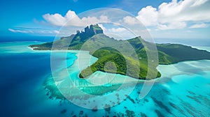 Aerial view of Bora Bora, ai generative illustration