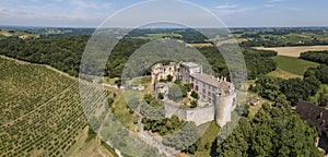 Aerial view Bordeaux Vineyard at sunrise, Entre deux mers, Rions photo