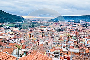 Aerial view Bosa in Sardinia