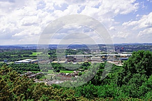 Aerial view from Boston Castle Park, Rotherham, South Yorkshire, England. photo
